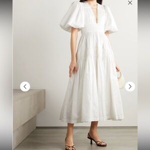 Aje Fallingwater Ruched Cotton Poplin Midi Dress NWT Size 8